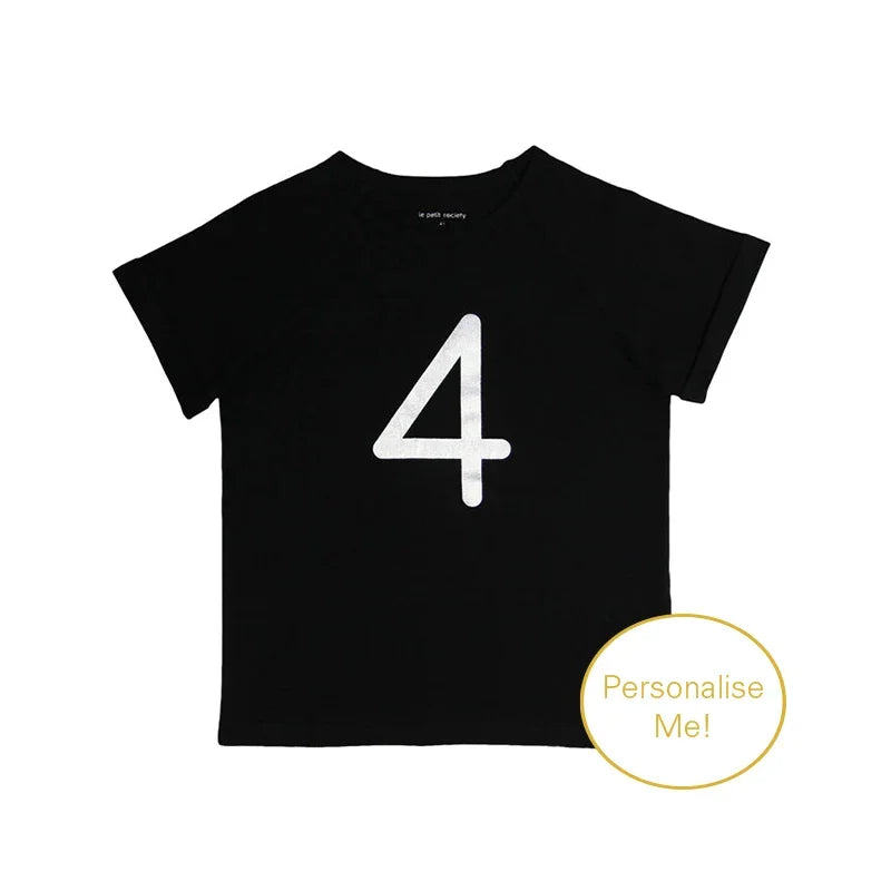 Number 4 Tee in Black/Silver by Le Petit Society — image 3