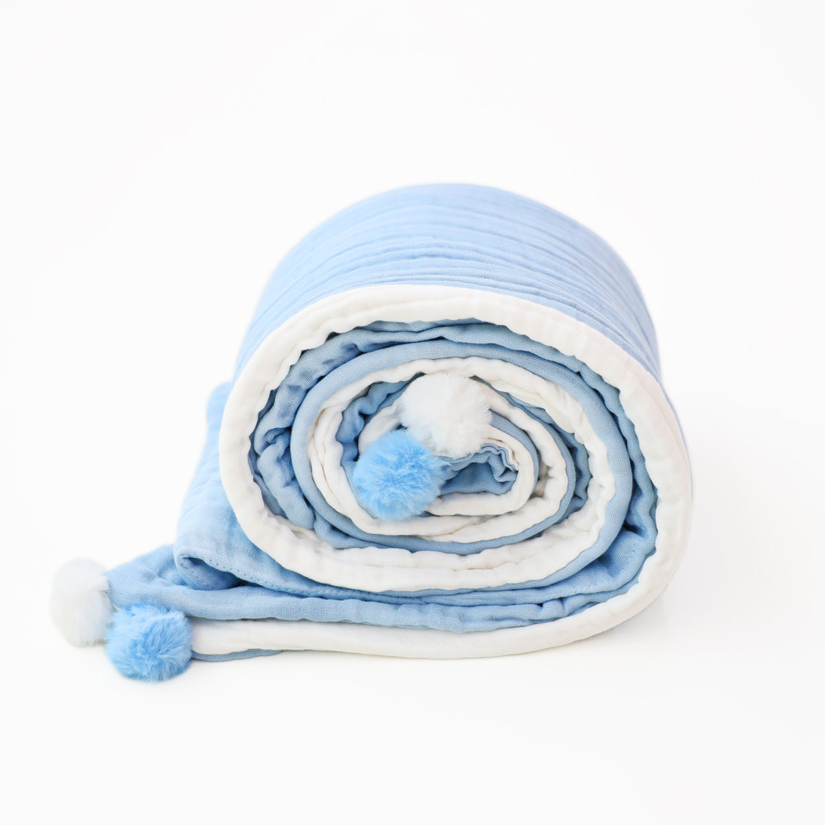 Double Thickness Kids/Adult Comforter in White and Baby Blue (Personalisable) by Le Petit Society — image 3