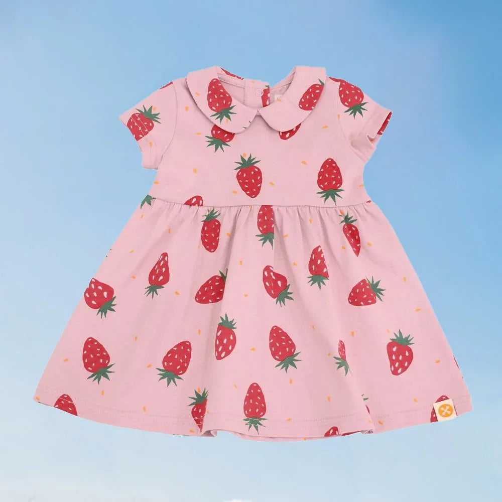 Made For Play - Baby Girl Jersey Dress in Strawberry Print by Le Petit Society — image 8