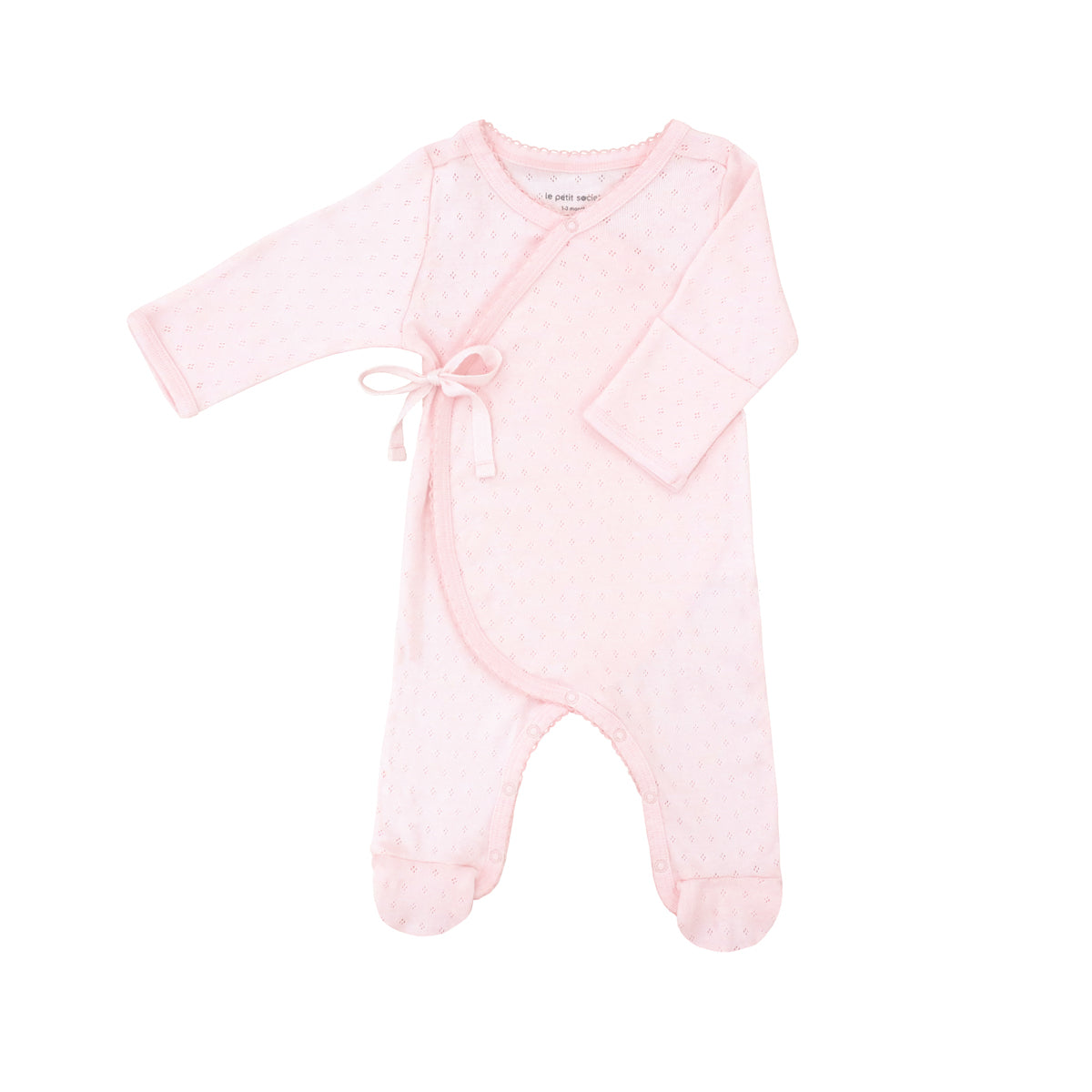 Organic Baby Long Sleeve Kimono Sleepsuit in Pink by Le Petit Society — image 14