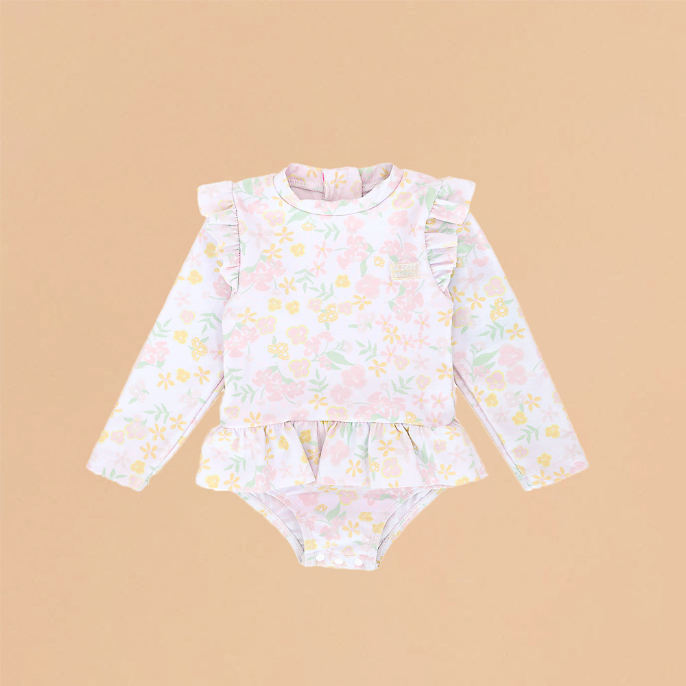 Baby Ruffle Swimsuit in Pastel Floral by Le Petit Society — image 9