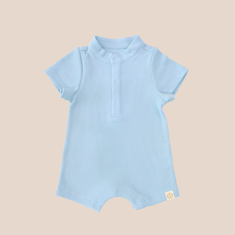 Baby Boy Rib Knit Romper in Blue by Le Petit Society — image 7