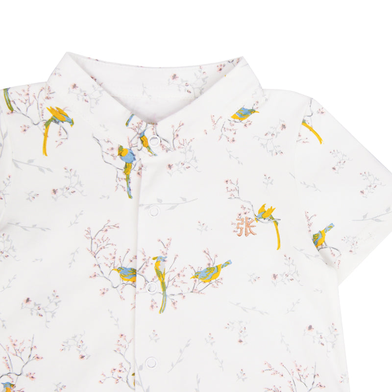 Botanic Series - Baby Boy Shirt Romper in Bird Print (Personalisable) by Le Petit Society — image 4