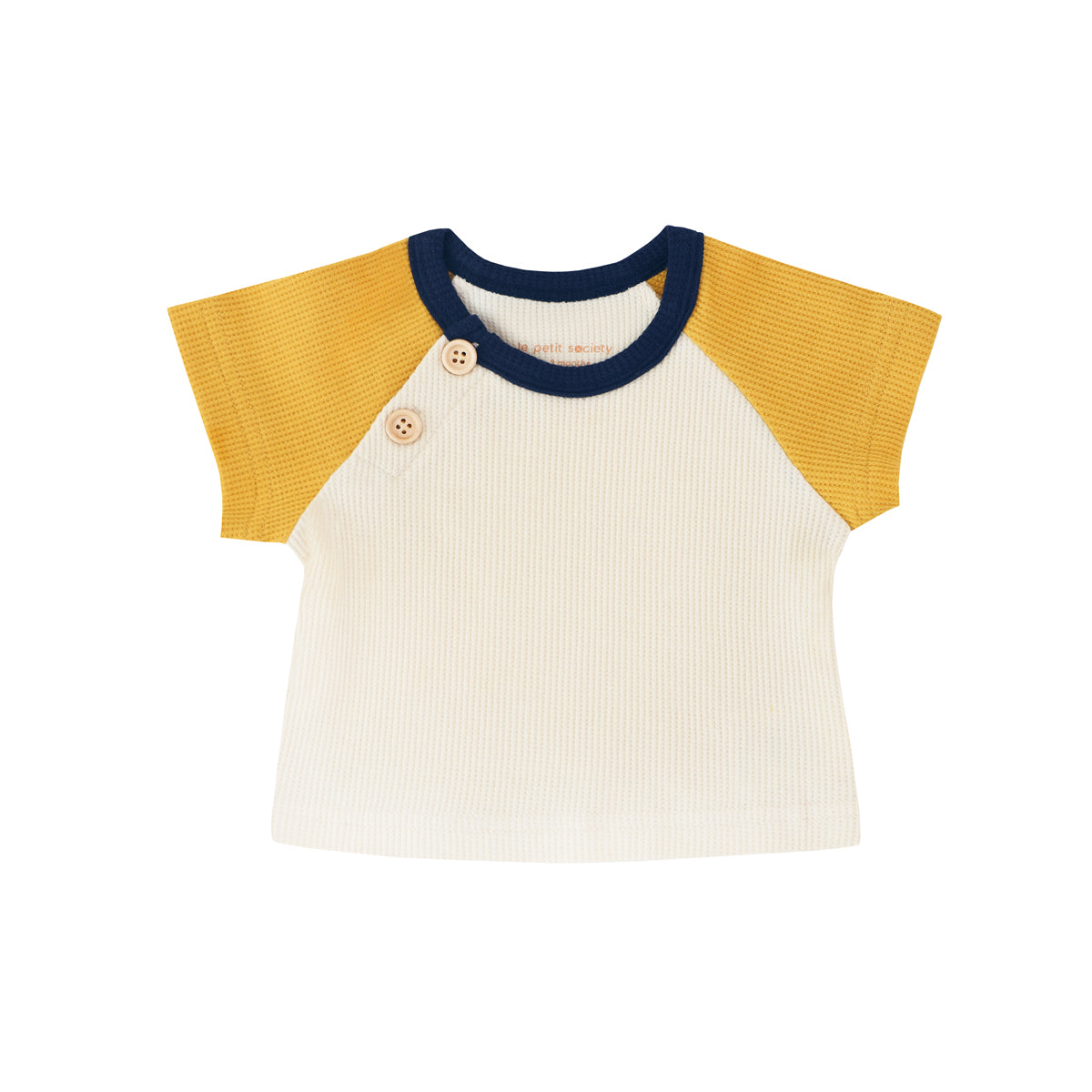 Baby Raglan Tee in Cream Waffle Jersey by Le Petit Society — image 10