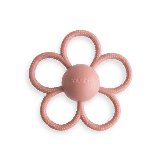 Daisy Rattle Teether in Dusty Rose by Mushie