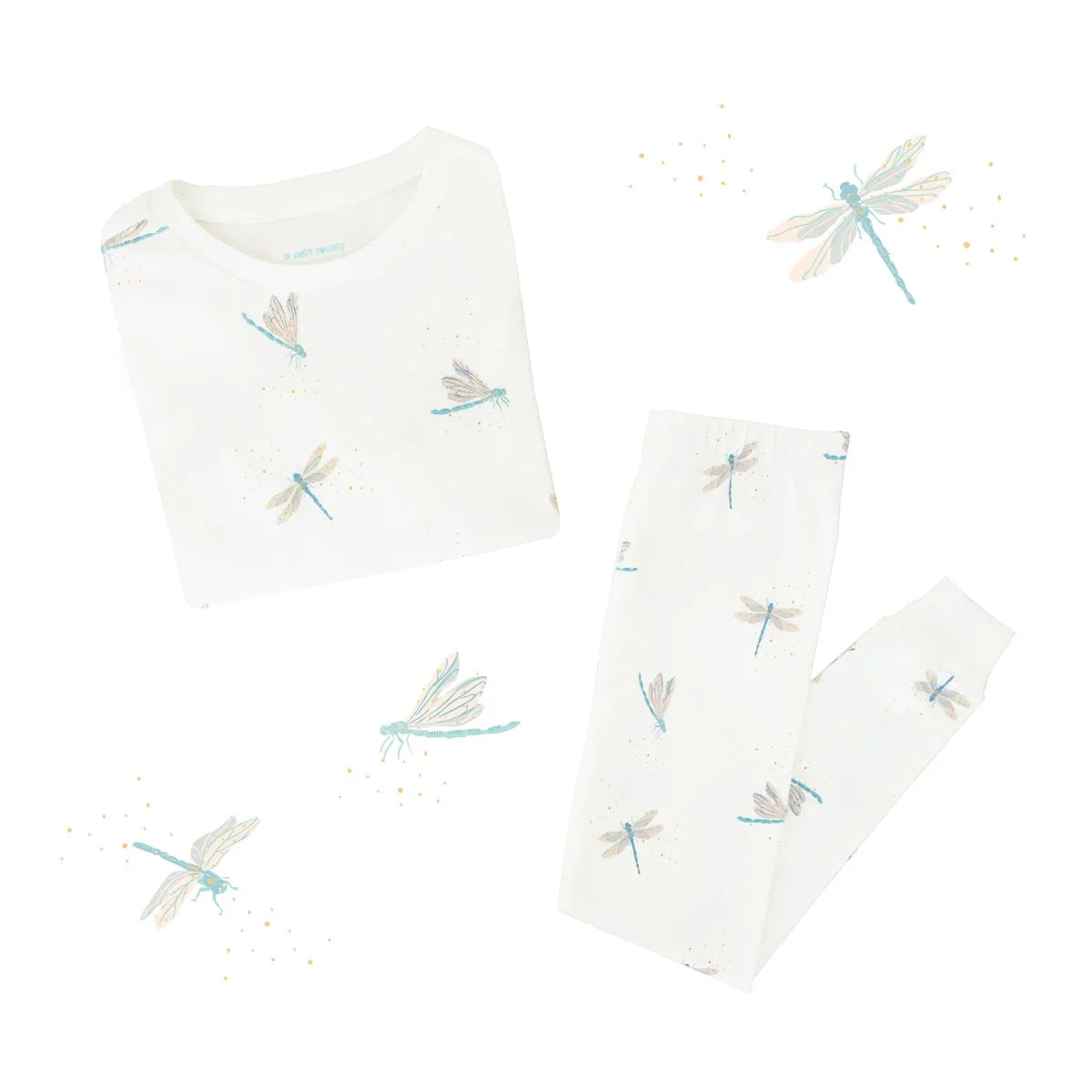 Kids Long Sleeve Organic Pyjamas Set in Dragonfly Print by Le Petit Society — image 21