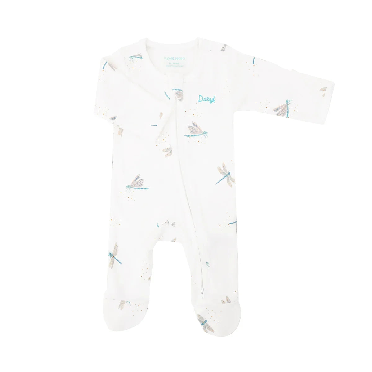 Baby Organic Zip Sleepsuit with Foldable Mittens & Footies in Dragonfly by Le Petit Society — image 20