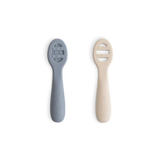 First Feeding Baby Spoons in Tradewinds/Shifting Sands (2 pack) by Mushie