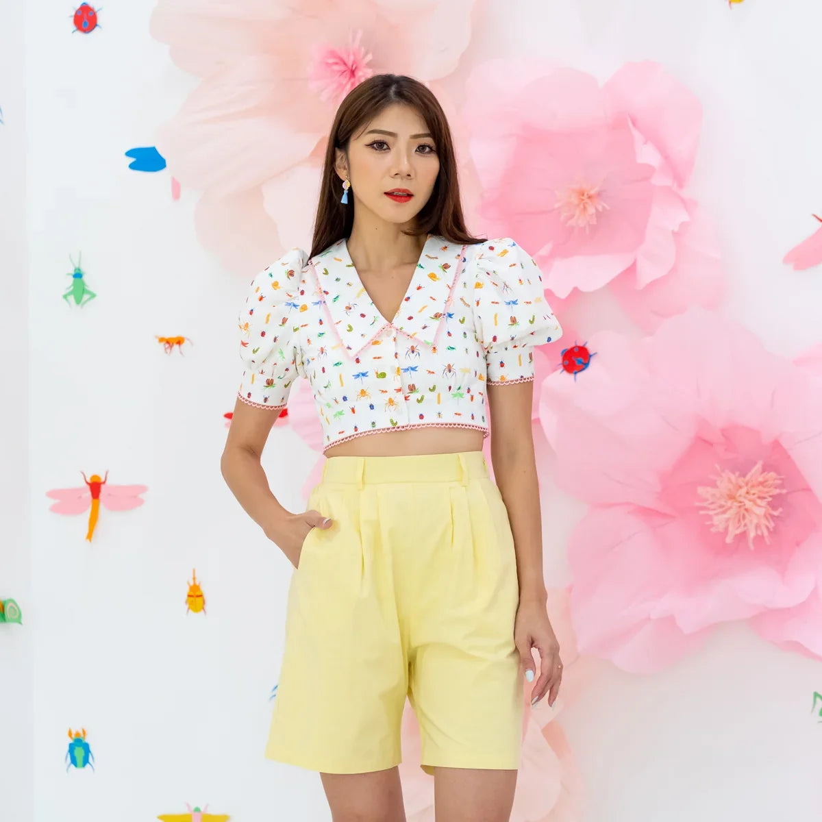 Garden Series - Ladies Shorts in Yellow by Le Petit Society — image 12