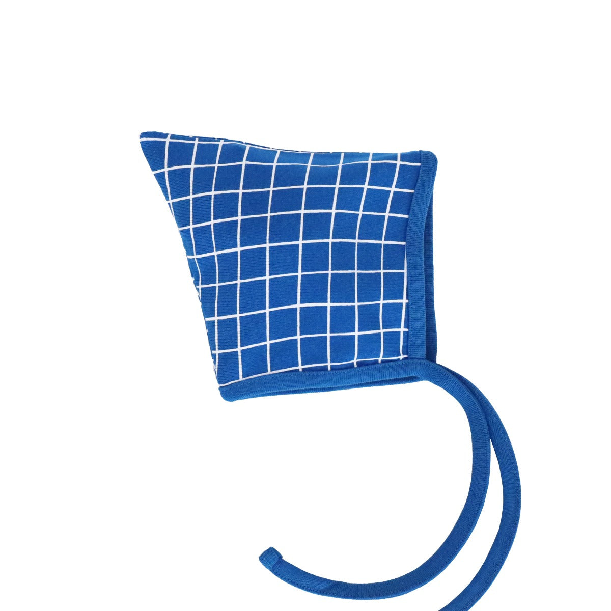 Organic Baby Bonnet Hat in Grid Print by Le Petit Society — image 6