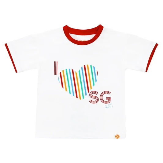 A Singapore Series - "I Love SG" Kids Contrast Tee in White by Le Petit Society — image 2