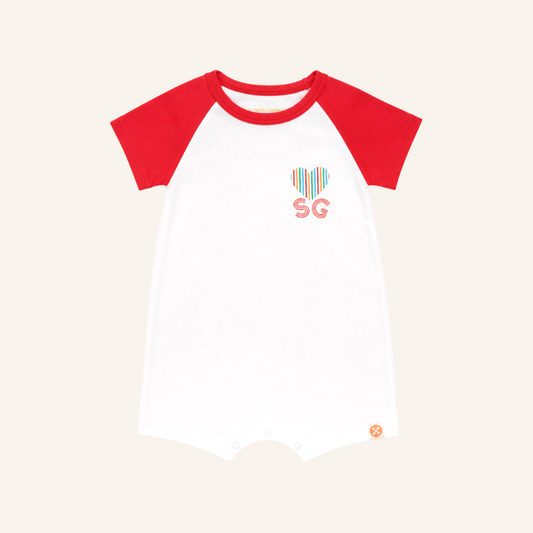 A Singapore Series in "I Love SG" Baby Raglan Romper by Le Petit Society — image 2