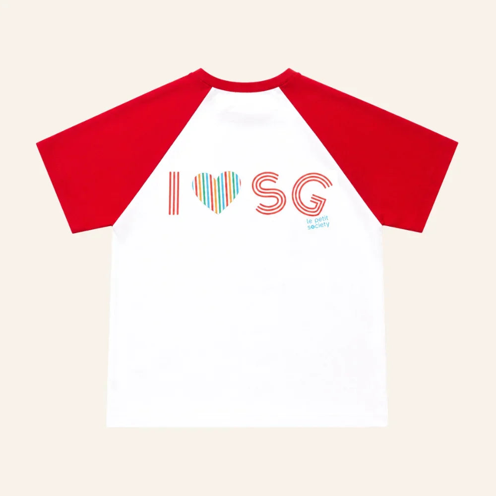 A Singapore Series in "I Love SG" Kids Raglan Tee by Le Petit Society — image 2