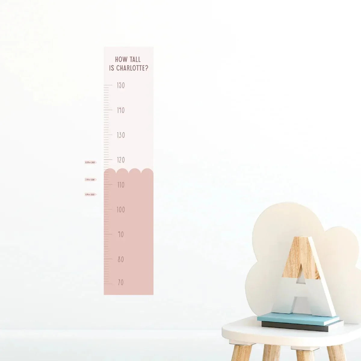 Interactive Scallop Height Chart Fabric Decal in Blush by Urban Li'l