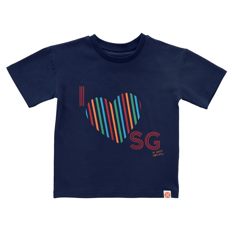 A Singapore Series - "I Love SG" Kids Tee in Navy by Le Petit Society — image 14