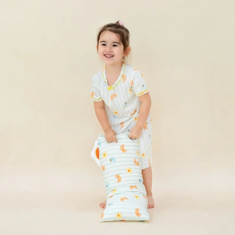Kids Bamboo Girls Dress in Breakfast Print by Le Petit Society — image 13