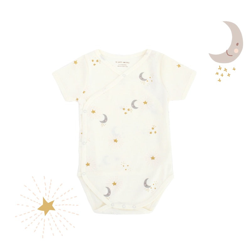 Baby Organic Kimono Romper in Moon & Stars Print by Le Petit Society — image 12