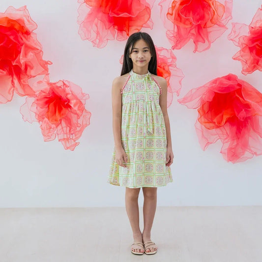 Heritage Series - Girls Cheongsam in Beige Peranakan Print by Le Petit Society — image 2