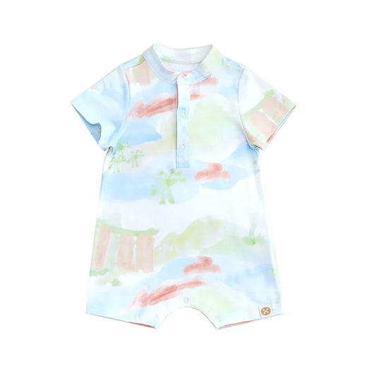 Heritage Series - Baby Boy Jersey Romper in MBS Watercolour Print by Le Petit Society — image 2