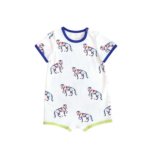 Zodiac Series - Baby Romper in Horse Print by Le Petit Society — image 2