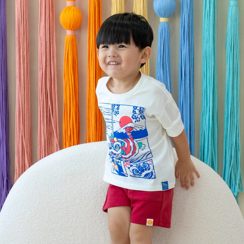 Kids Shorts in Red by Le Petit Society — image 13