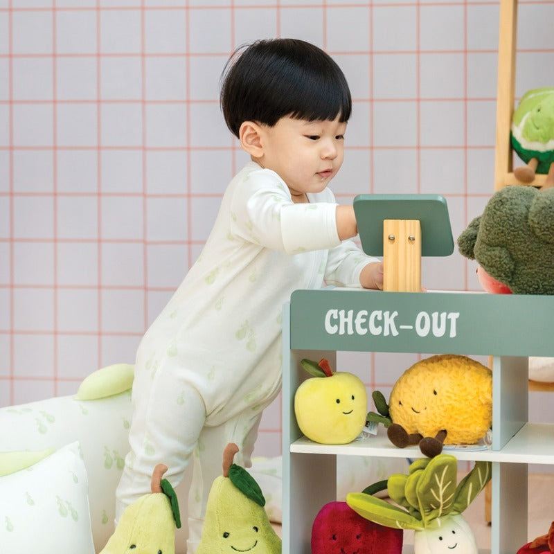 Baby Bamboo Sleepsuit in Pear Print by Le Petit Society — image 15