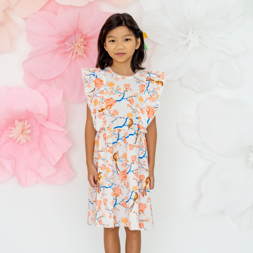 Garden Series - Girls Ruffled Dress in White Peony by Le Petit Society — image 14