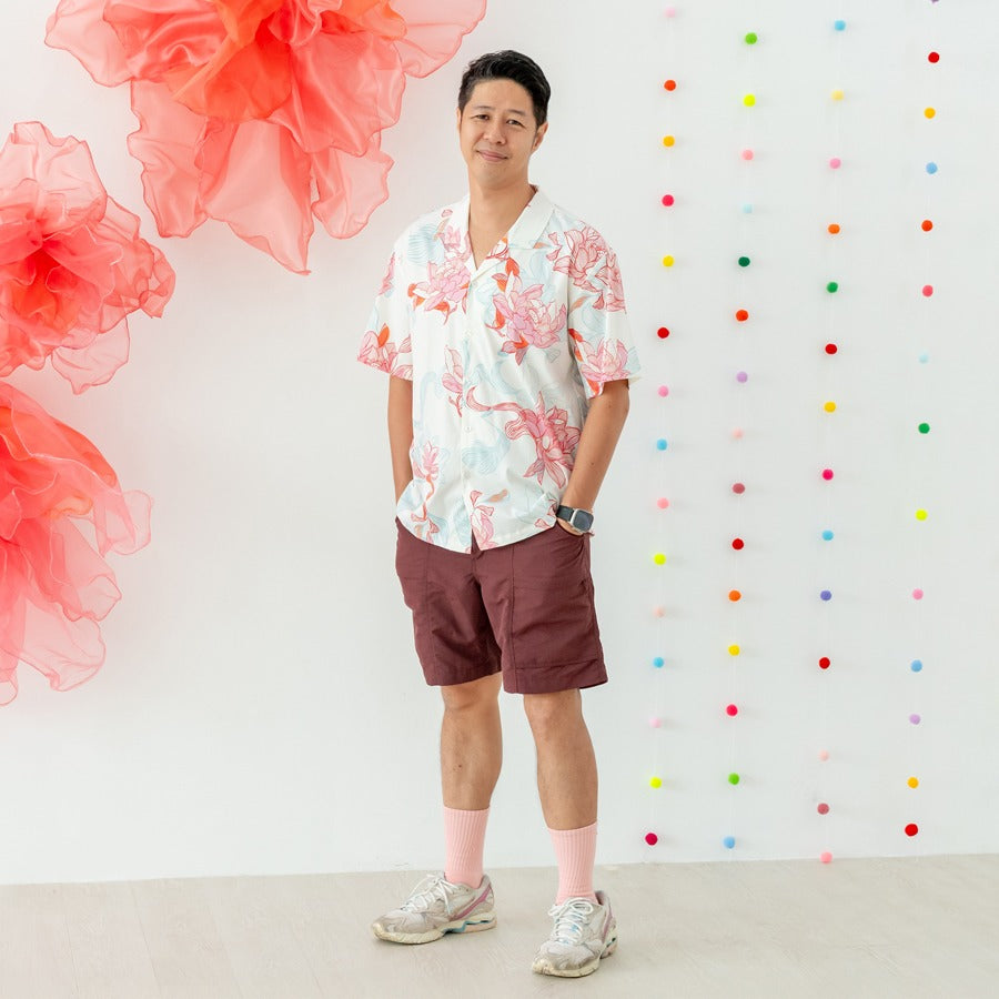 Le Petit Society x Sheila - Men's Camp Collar Shirt in Lotus Print (Relaxed Fit) — image 12