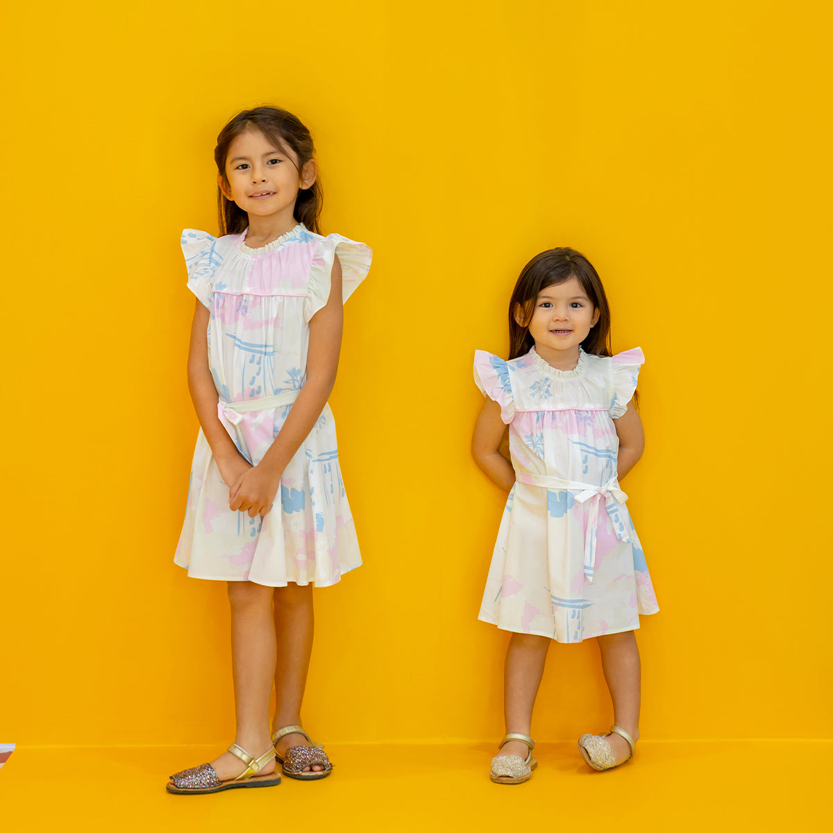 Heritage Series - Girls Baby Doll Dress in MBS Skyline Print by Le Petit Society — image 12