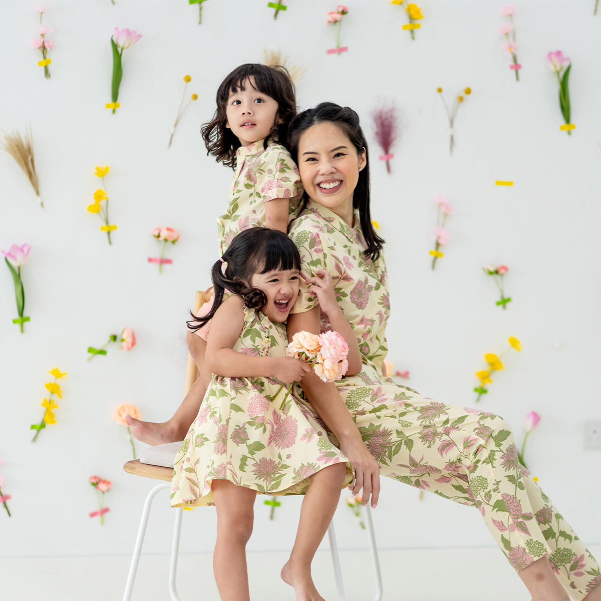 Garden Series - Girls Ruffled Dress in Yellow Chrysanthemum Print by Le Petit Society — image 11