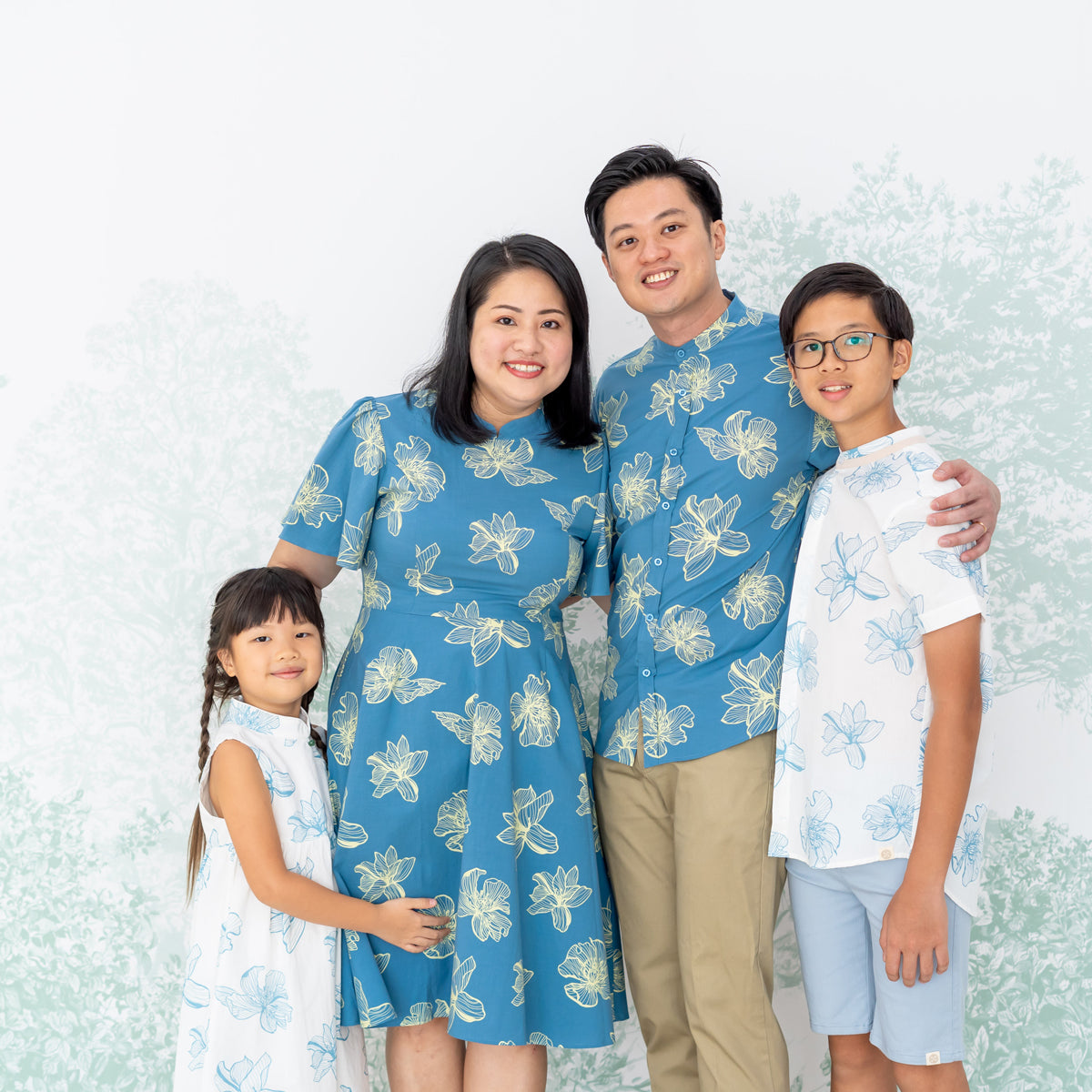 Garden Series - Men's Blue Shirt in Magnolia Print (Personalisable) by Le Petit Society — image 4