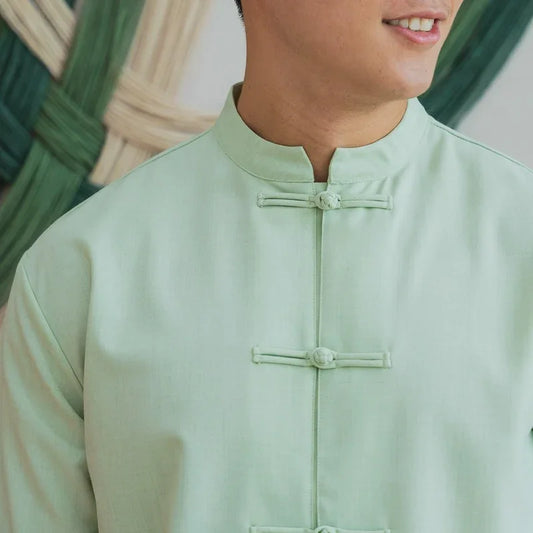 Heritage Series - Men's Mandarin Shirt in Jade (Classic Fit) by Le Petit Society — image 2
