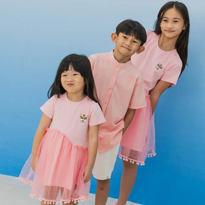 Lion Dance Series - Kids Tee in Pink by Le Petit Society — image 4