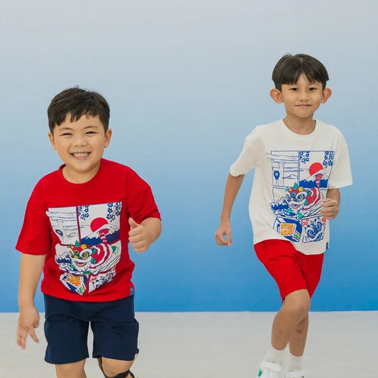 Lion Dance Series - Kids Comic Print Tee in Red by Le Petit Society — image 2