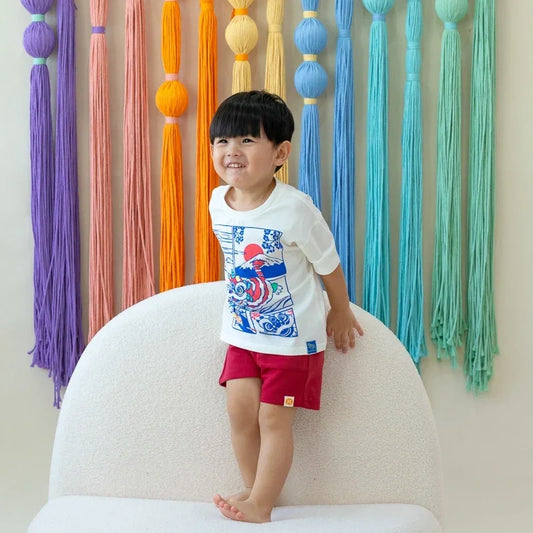 Lion Dance Series - Kids Comic Print Tee in White by Le Petit Society — image 2