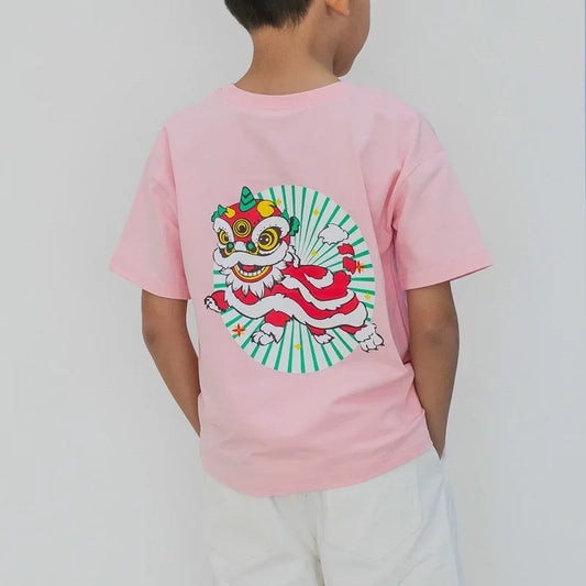 Lion Dance Series - Kids Tee in Pink by Le Petit Society — image 2