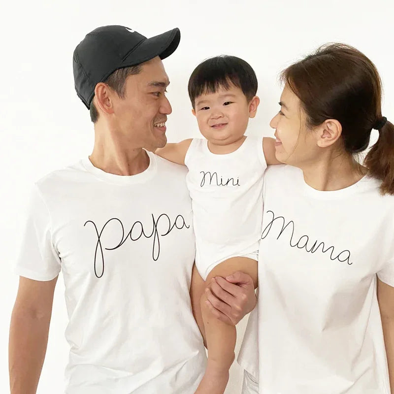 Family Tees - Mini Baby Sleeveless Romper in White/Black by Le Petit Society — image 3
