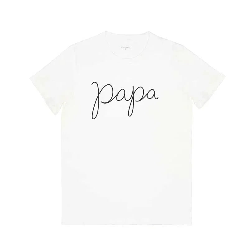 Family Tees - Papa Tee in White/Black by Le Petit Society — image 2