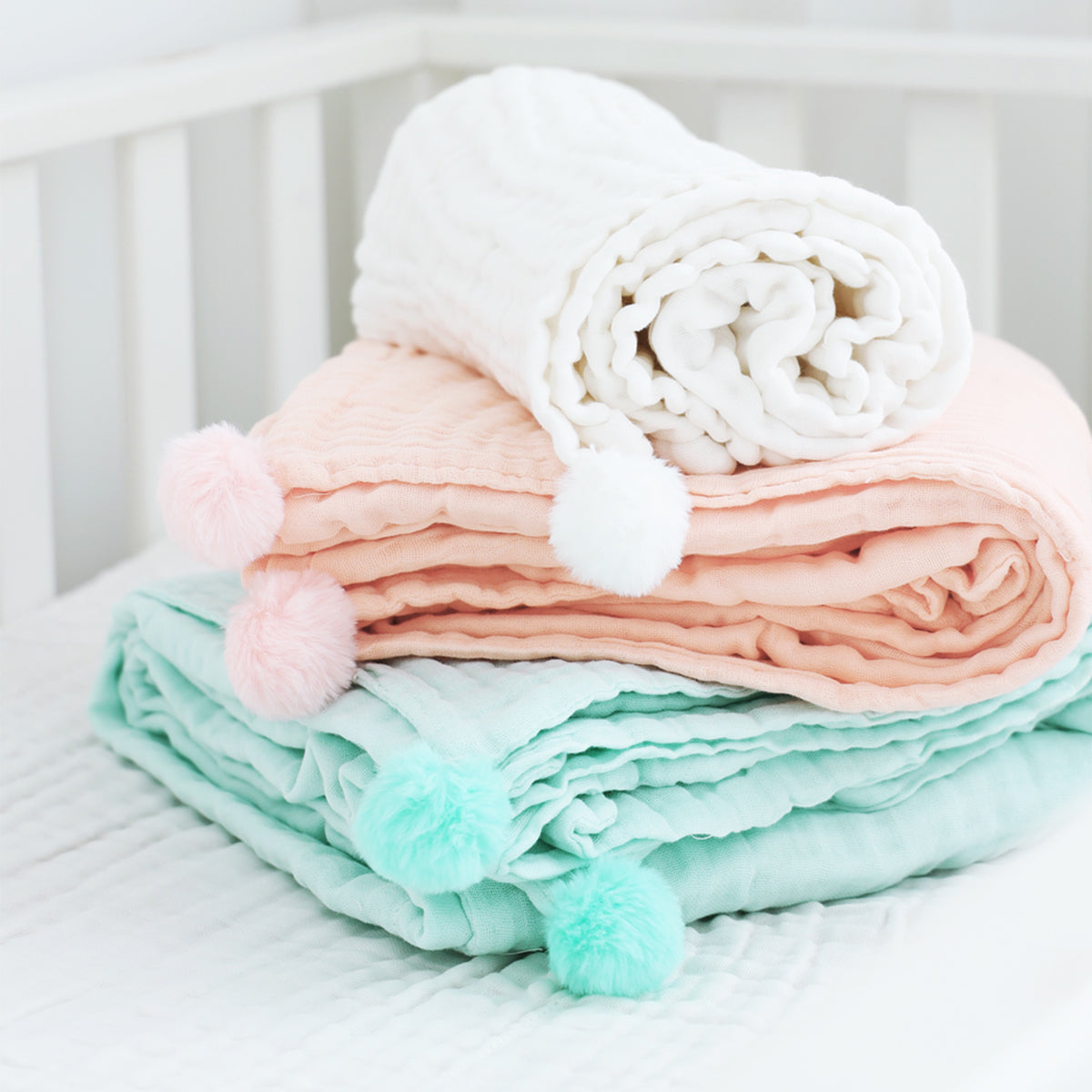Keepsake Kids/Adult Single Blanket in Mint (Personalisable) by Le Petit Society — image 4