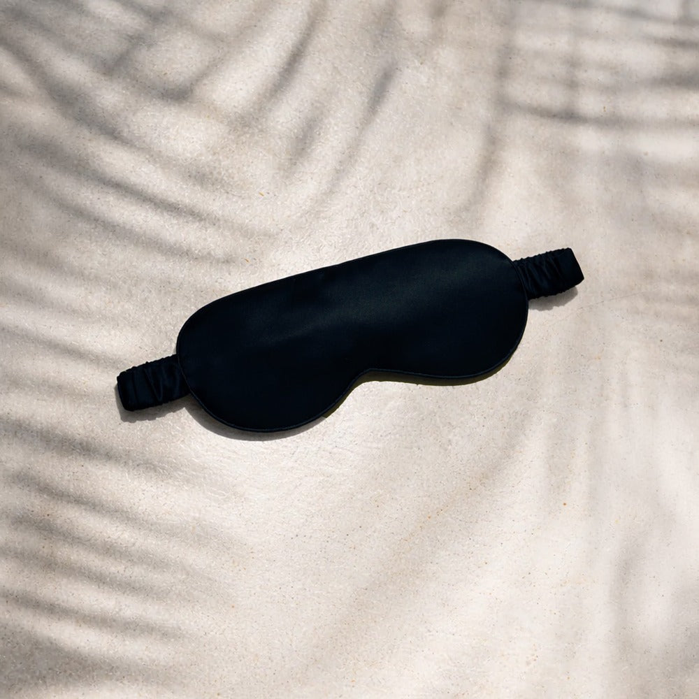 Mulberry Silk Sleep Eye Mask in Black by Selenight Co