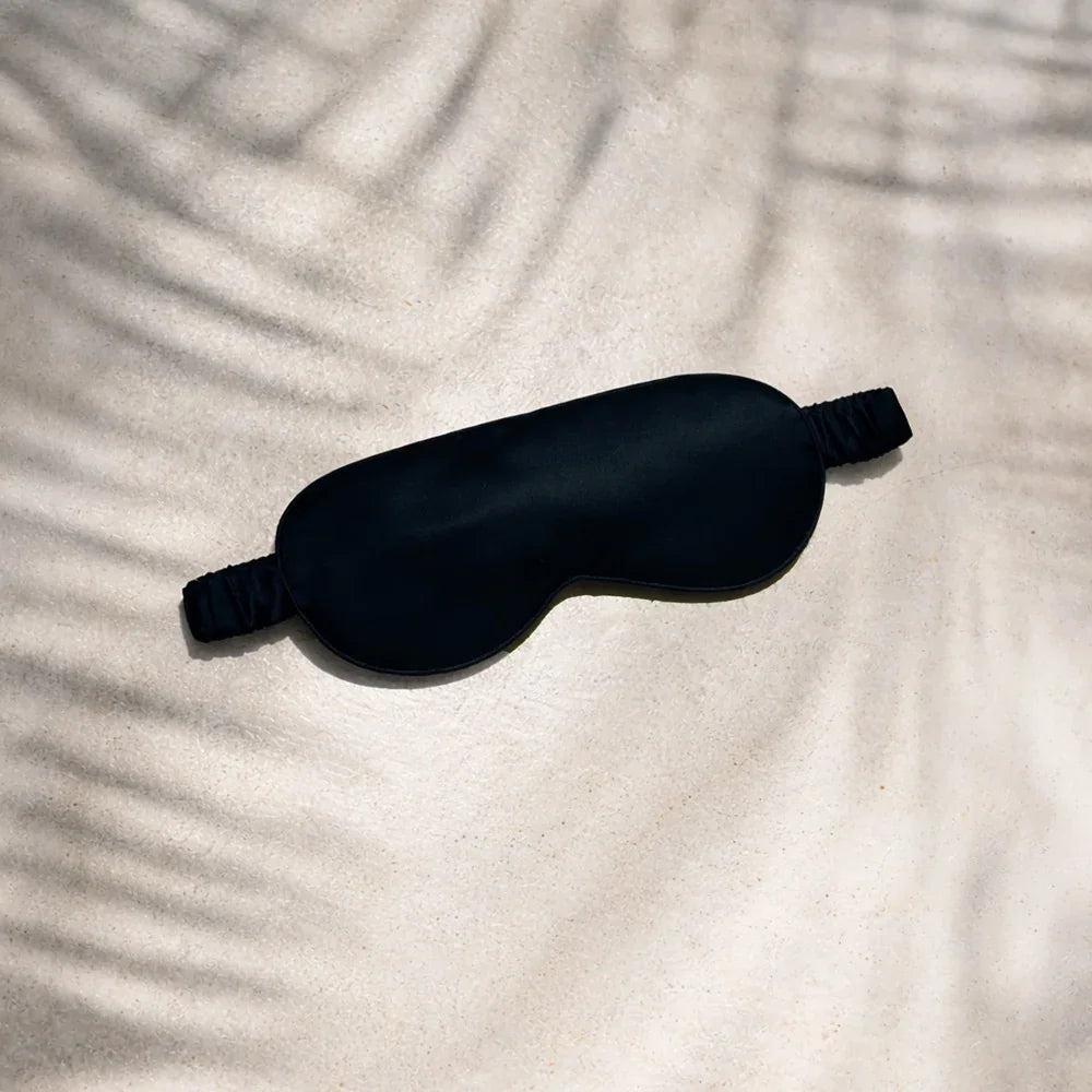 Mulberry Silk Sleep Eye Mask in Black by Selenight Co