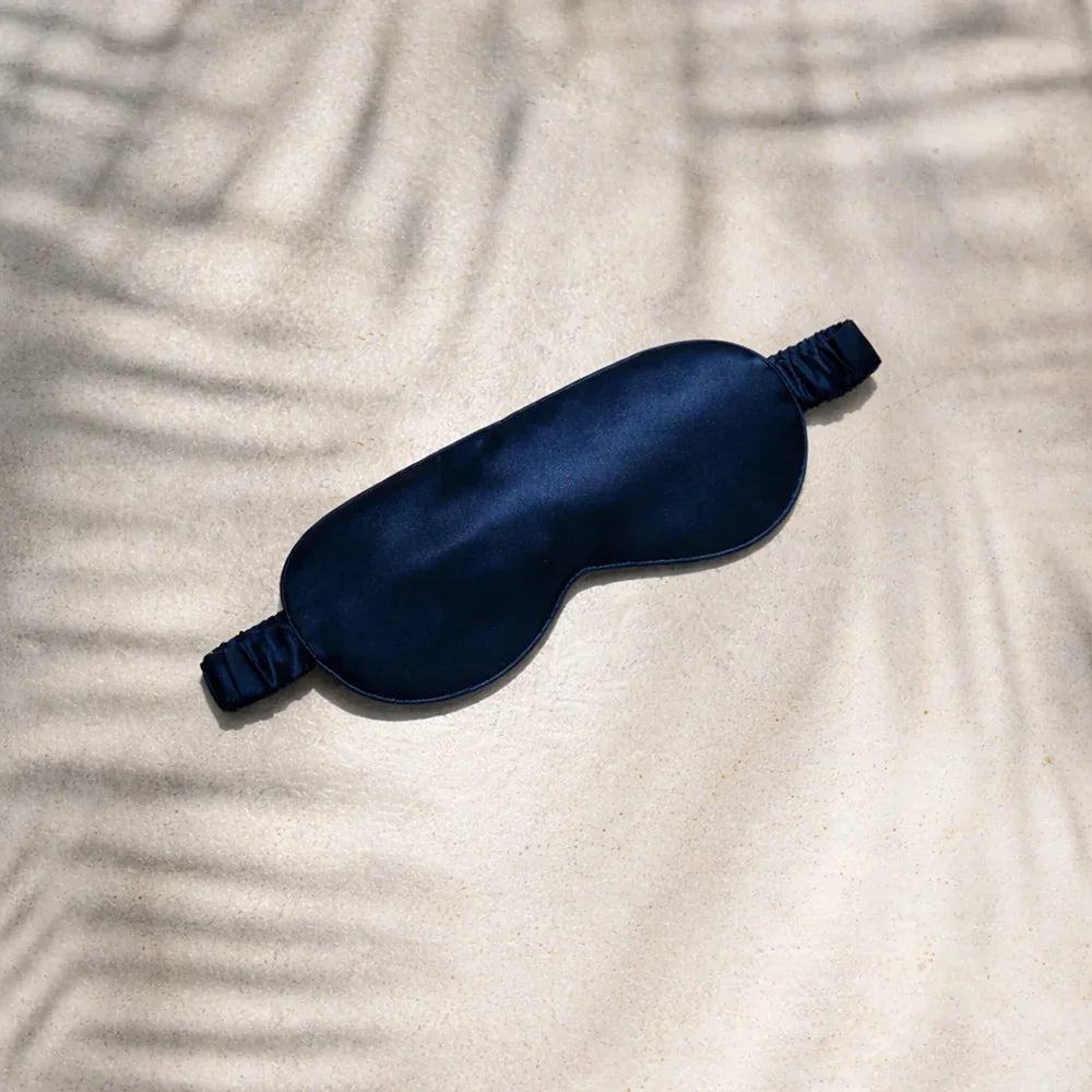 Mulberry Silk Sleep Eye Mask in Navy by Selenight Co