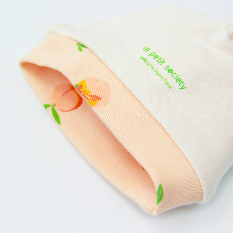 Organic Baby Hat in Peach Print by Le Petit Society — image 3