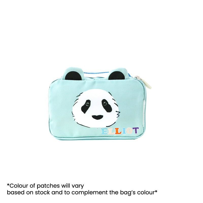 The Explorer Pouch and Pencil Case personalised with name patches.