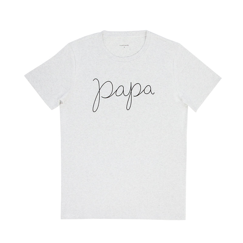 Family Tees - Papa Tee in Melange Grey by Le Petit Society