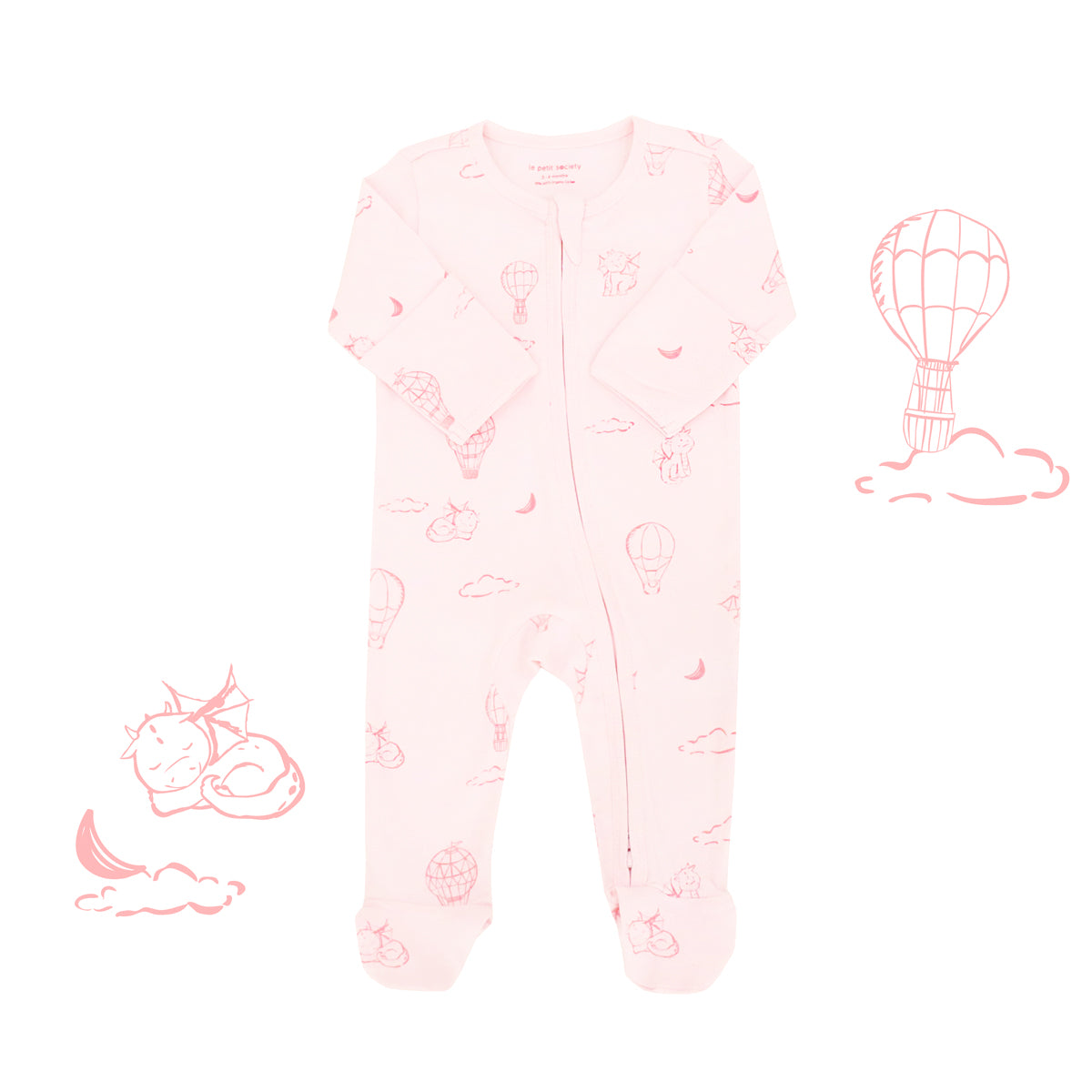 Baby Organic Sleepsuit in Dreamy Dragon - Pink by Le Petit Society ā image 12