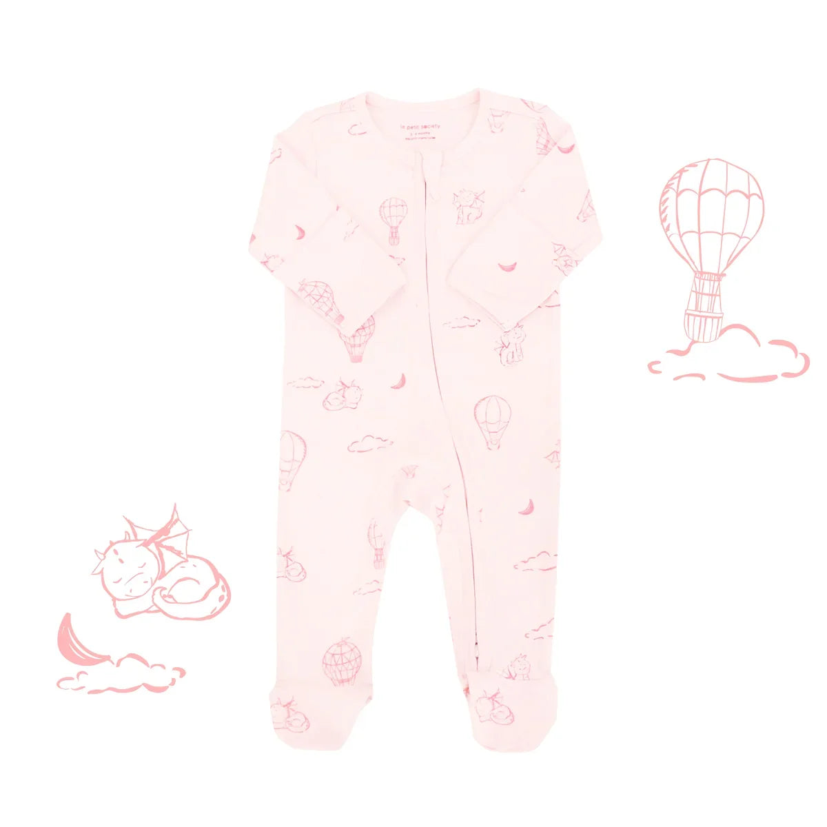 Baby Organic Sleepsuit in Dreamy Dragon - Pink by Le Petit Society — image 13