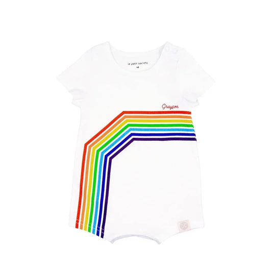 Rainbow Series - Baby Romper in White (Left Arc) by Le Petit Society — image 2