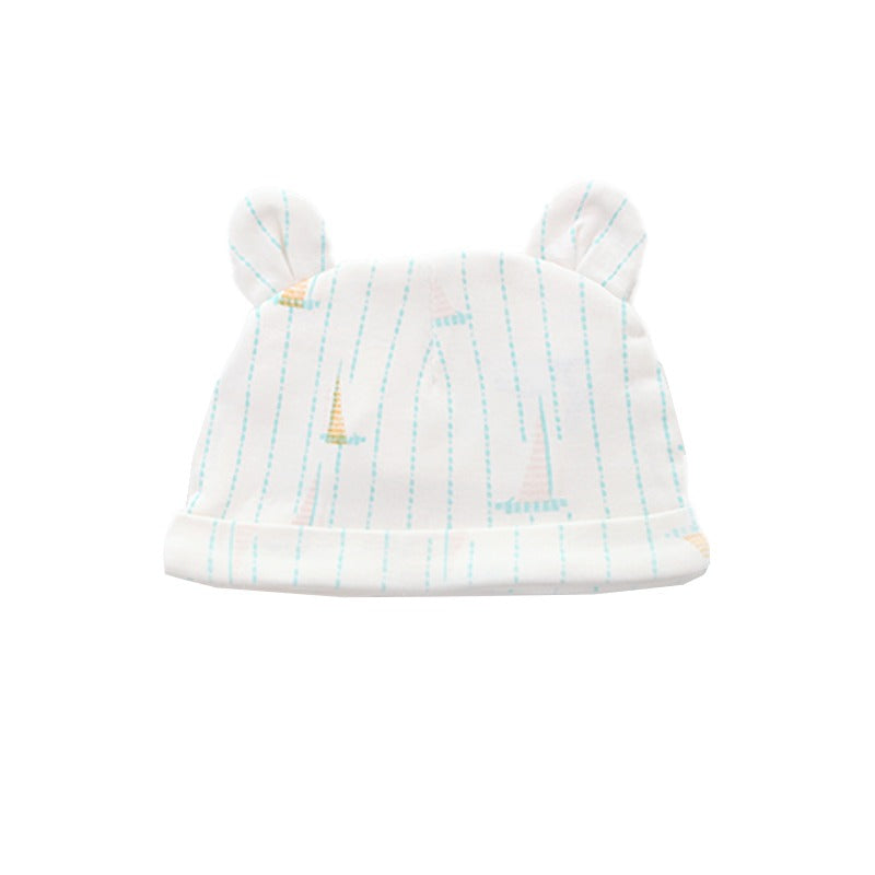 Baby Organic Bear Hat in Sail Boat Print by Le Petit Society — image 4