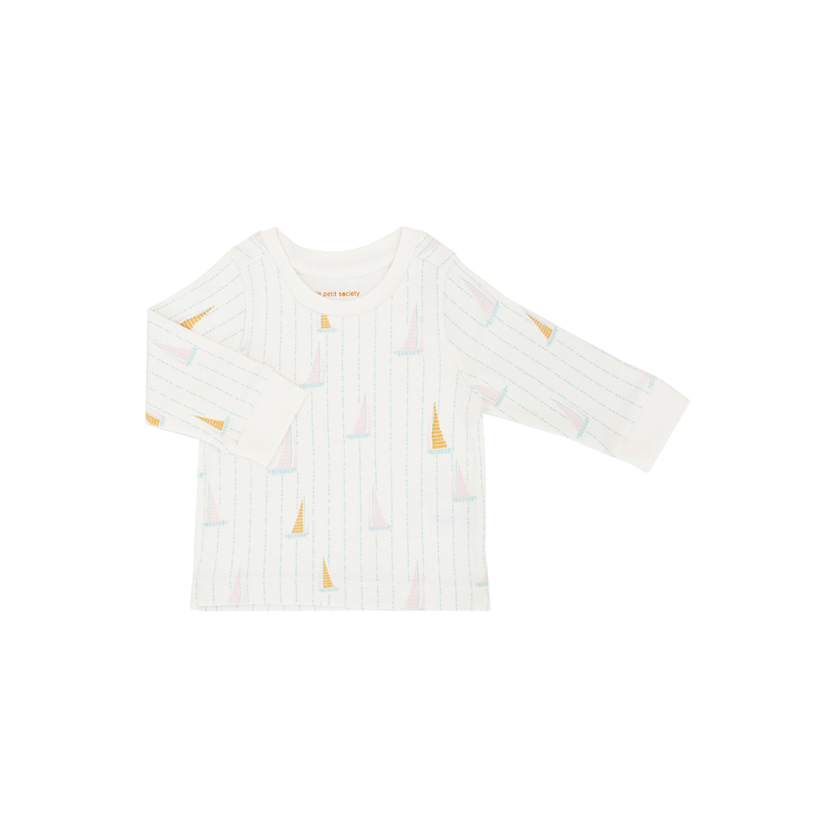 Baby Organic Long Sleeves Top in Sail Boat Print by Le Petit Society — image 10